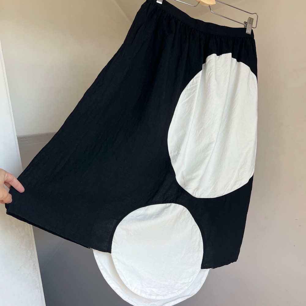 Correll Correll The Olka Skirt Small Black White Ramie Asymmetrical Avant Garde